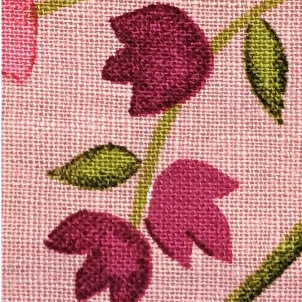 4 Yds Vintage 1980's Linen Cotton Blend Dusky Pink Floral Fabric Diagonal Vines